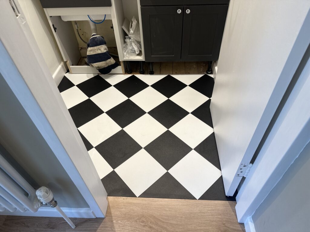 After: Checkerboard flooring